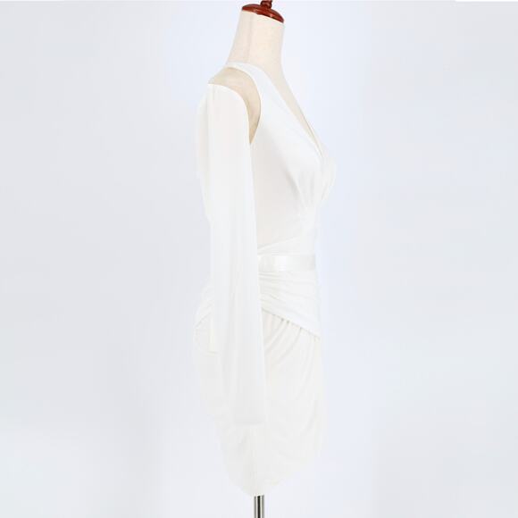 SHO by Tadashi Shoji White Cutout Long Sleeve Bodycon Cocktail Dress Size S - Picture 4 of 6